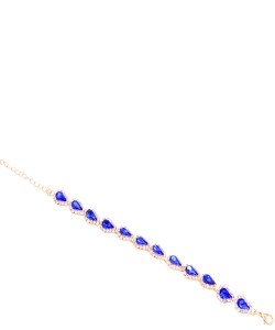 Teardrop Rhinestone Bracelet Link BL810001 GOLD BLUE